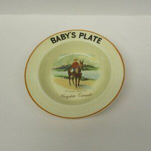 Dovey Pottery England 6 1/2 Inch BABY's Plate Royal Canadian Mounted Police
